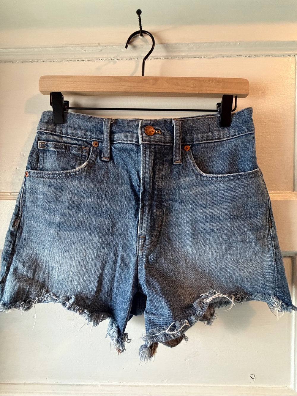 Madewell Raw-Hem High-Rise Denim Shorts - Blue